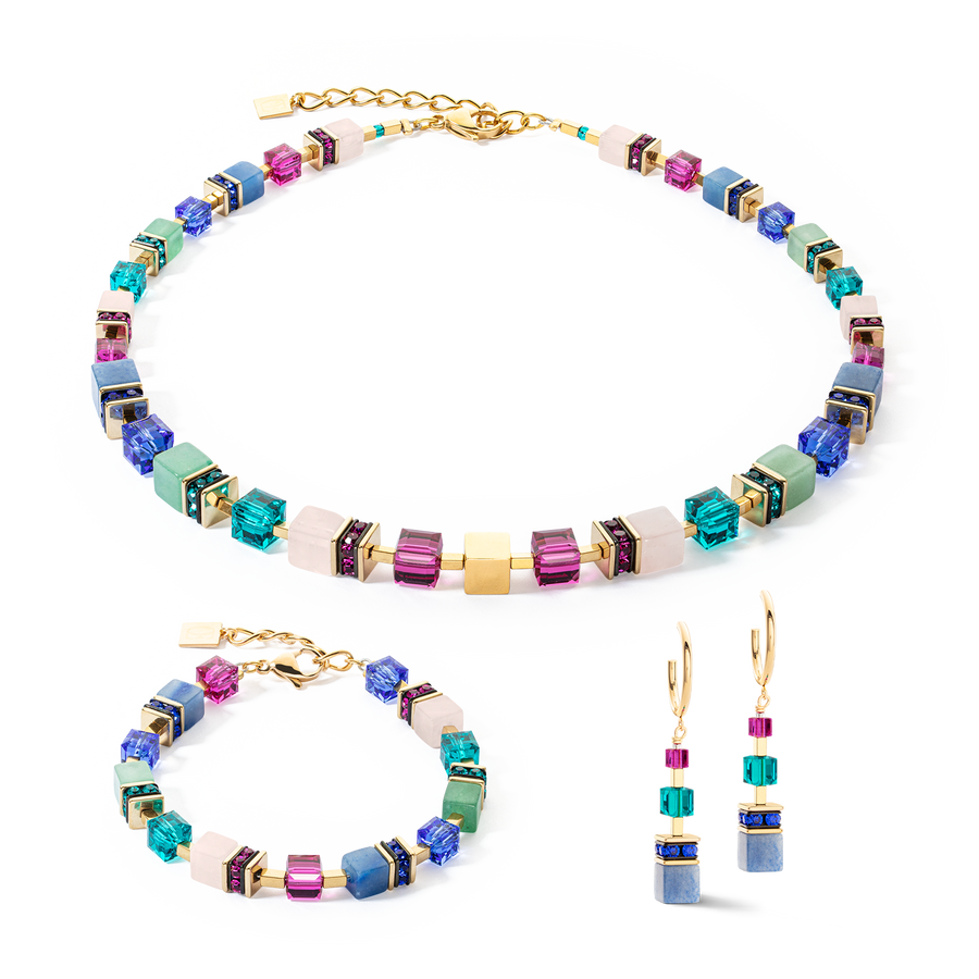 Boucles d'oreilles GeoCUBE® Precious Statement or-multicolore