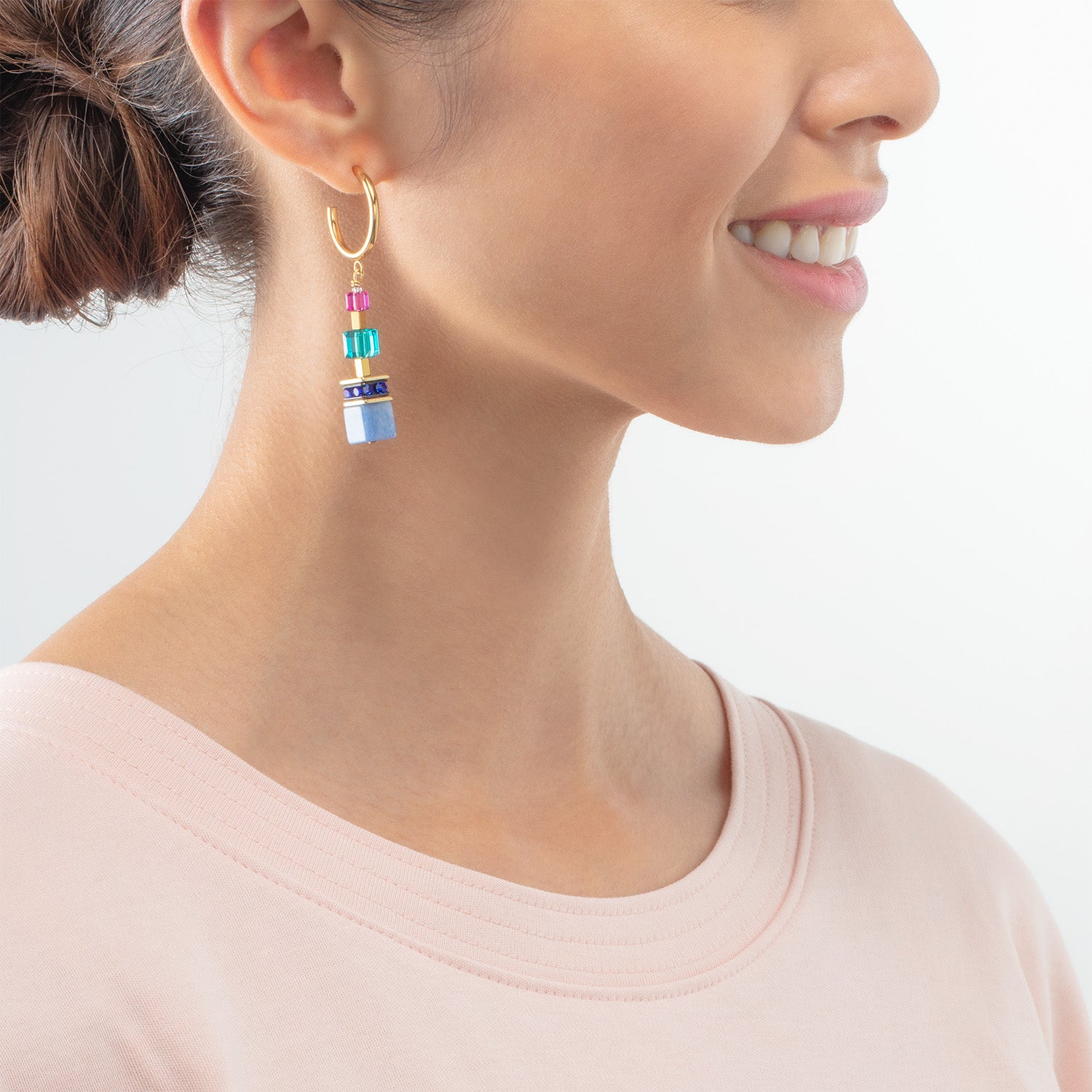 Boucles d'oreilles GeoCUBE® Precious Statement or-multicolore