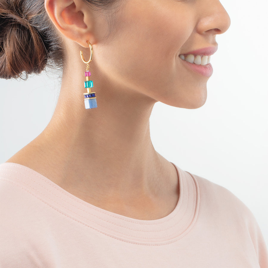 Boucles d'oreilles GeoCUBE® Precious Statement or-multicolore