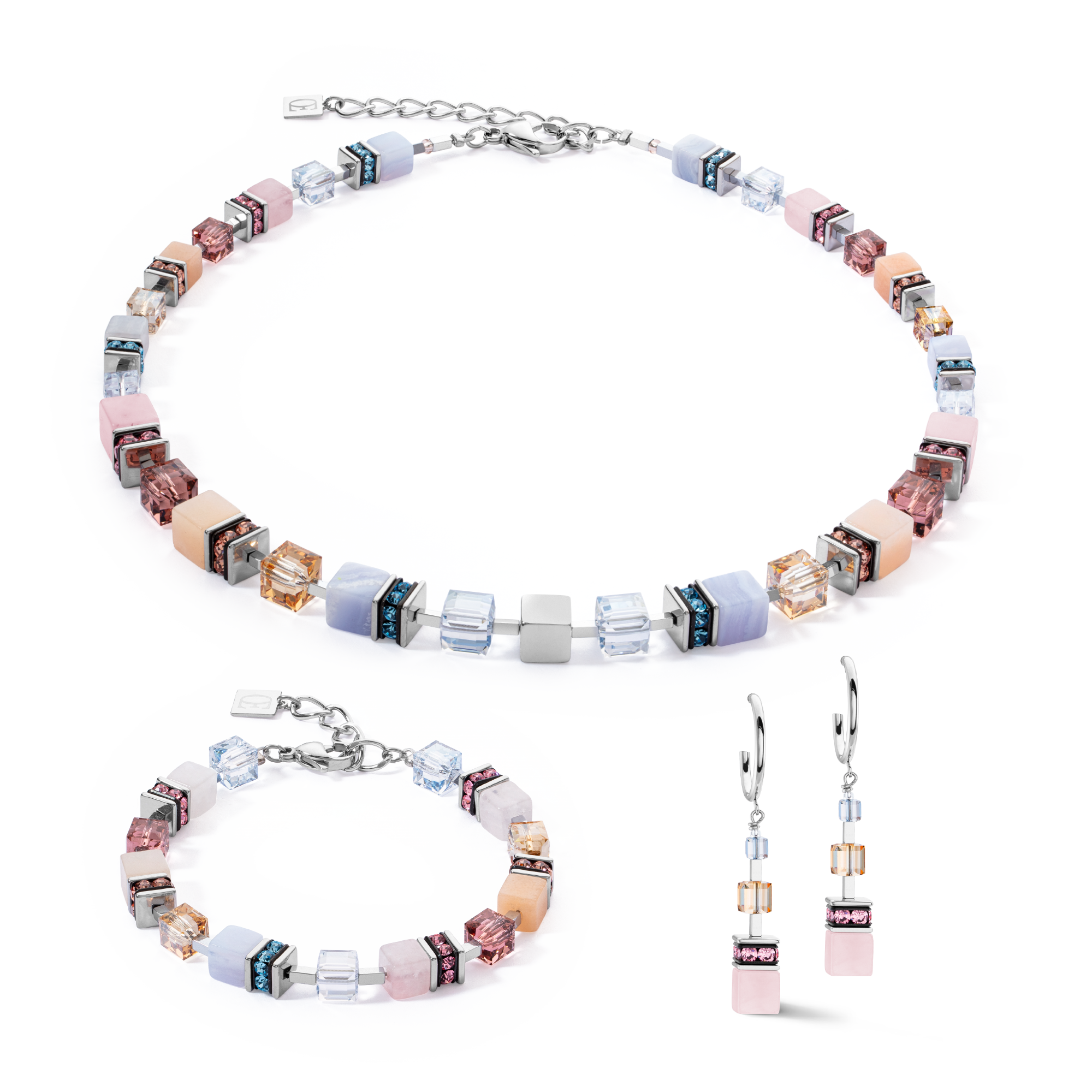 Bracelet GeoCUBE® Precious Statement argent-pastel