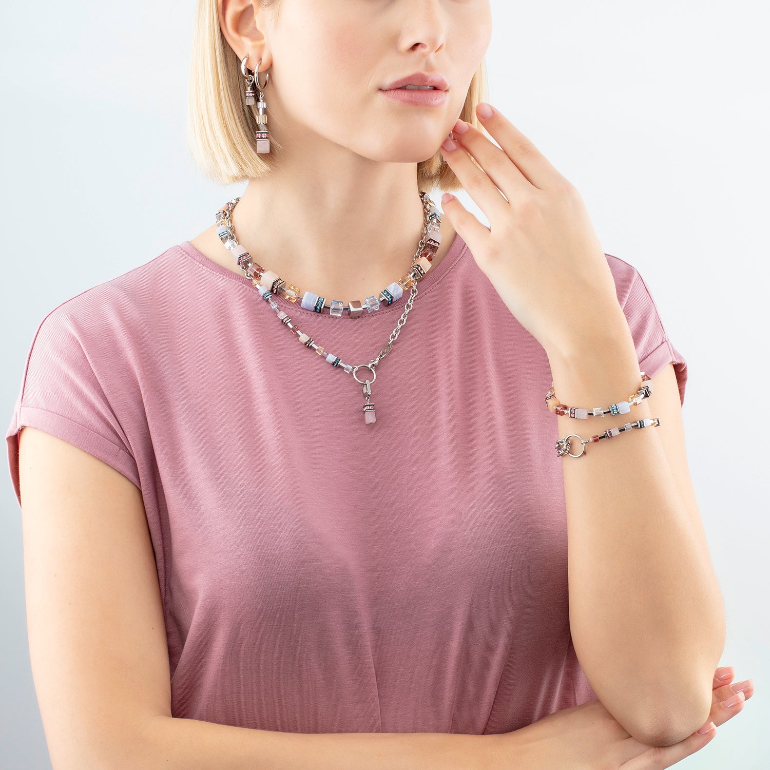 Bracelet GeoCUBE® Precious Statement argent-pastel