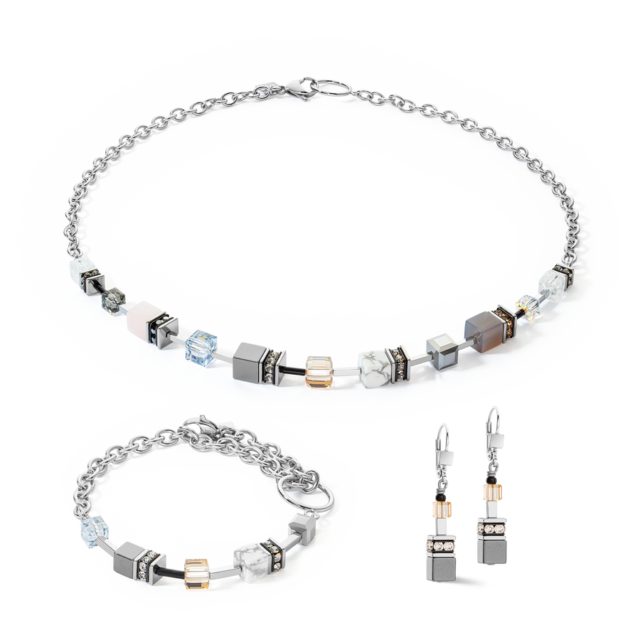 Collier GeoCUBE® Iconic Precious Chain gris-beige