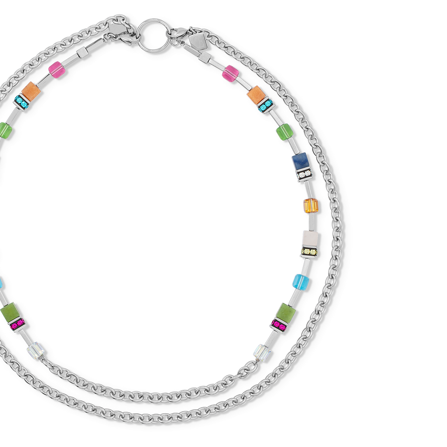 Collier GeoCUBE® Iconic Boho argent-multicolore