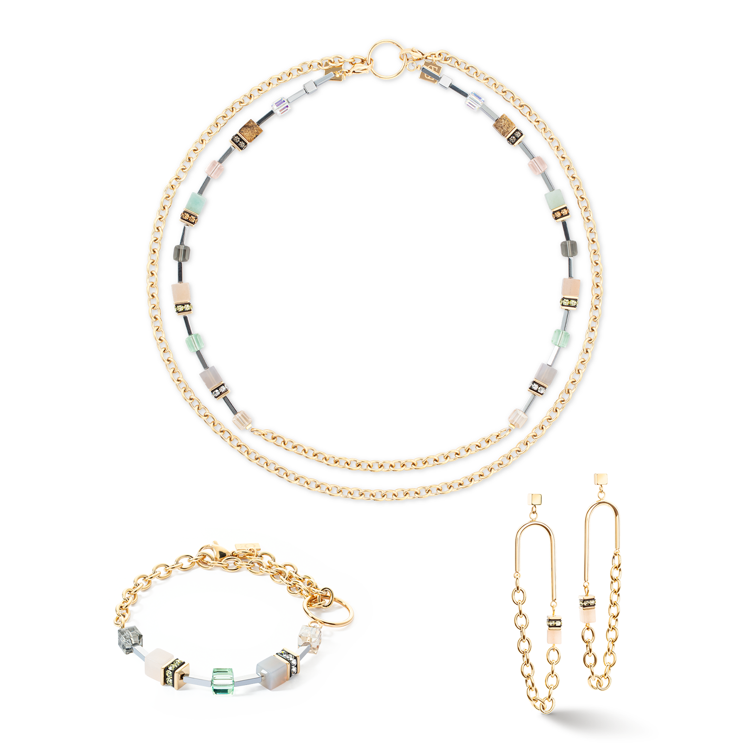 Boucles d'oreilles GeoCUBE® Iconic Boho or-multicolore