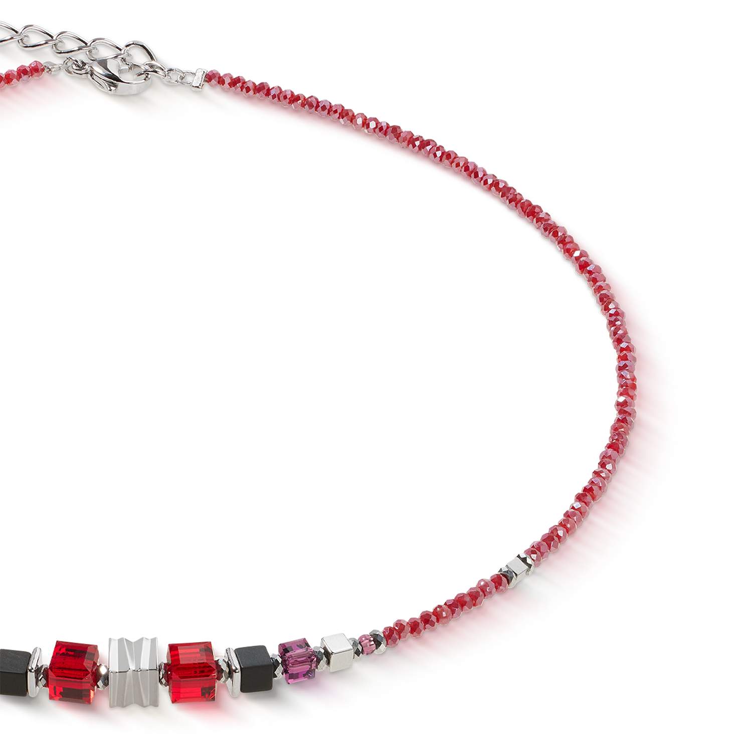 Collier Wave Cube Flow argent-rouge