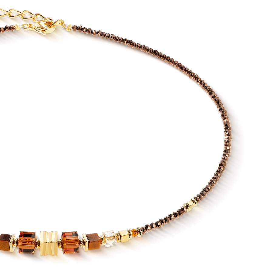 Collier Wave Cube Flow or-marron