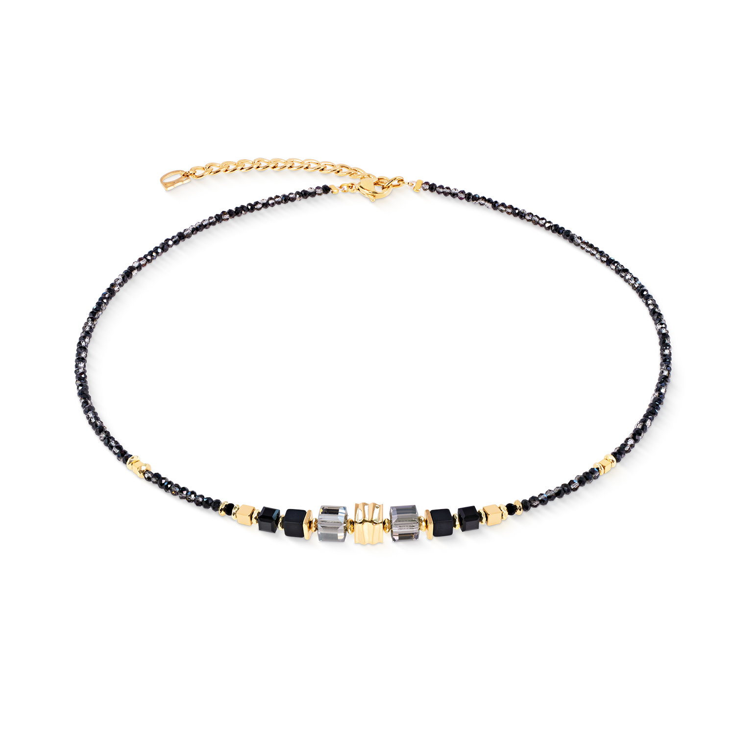Collier Wave Cube Flow or-noir