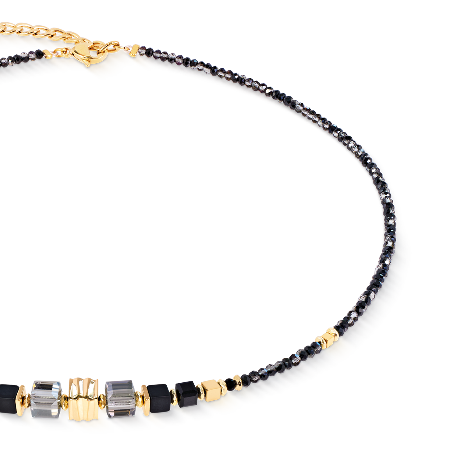 Collier Wave Cube Flow or-noir