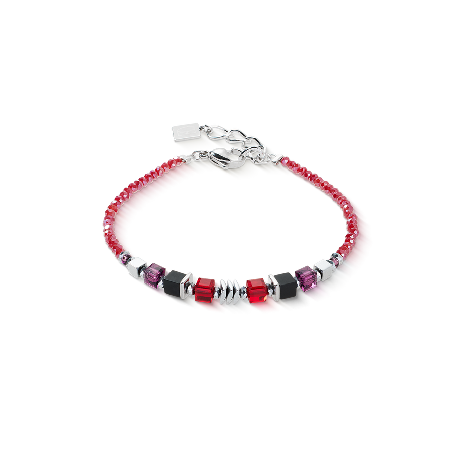 Bracelet Wave Cube Flow argent-rouge