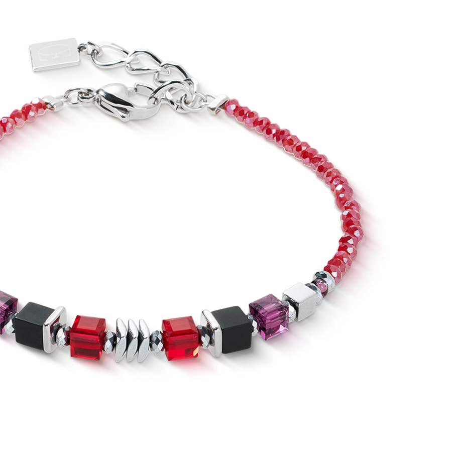 Bracelet Wave Cube Flow argent-rouge