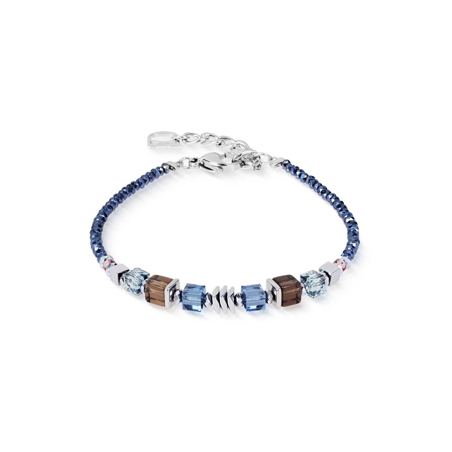 Bracelet Wave Cube Flow argent-bleu