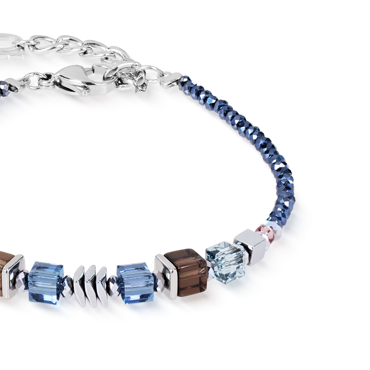 Bracelet Wave Cube Flow argent-bleu