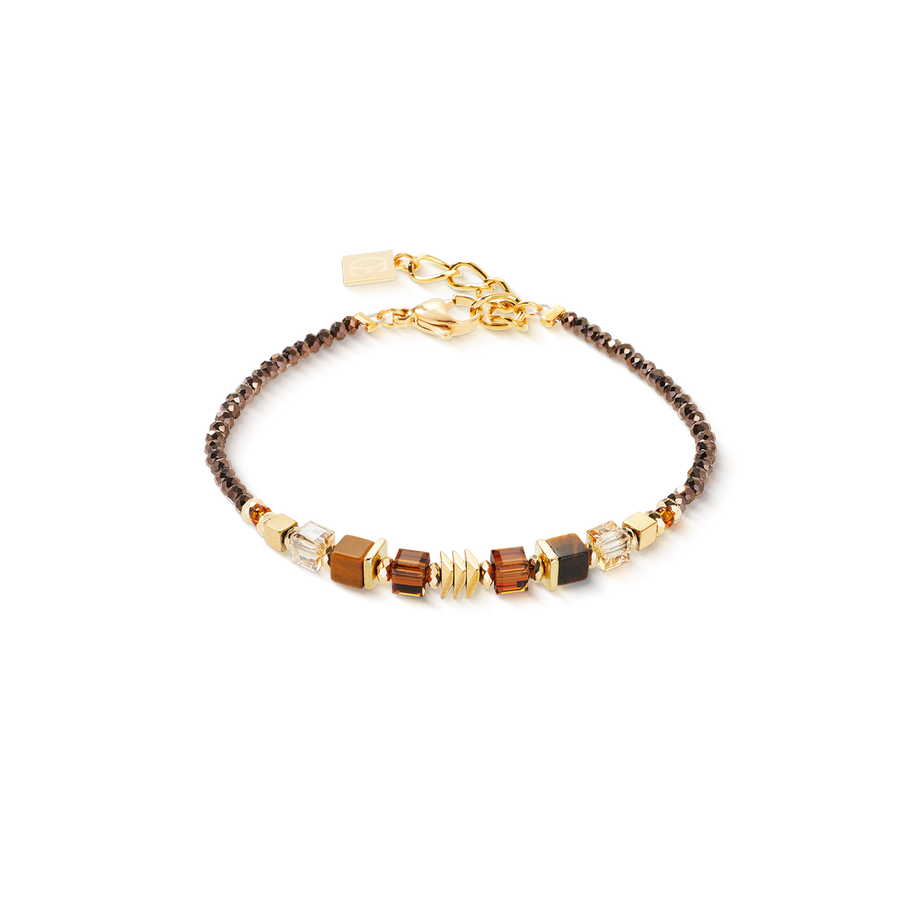 bracelet Wave Cube Flow or-marron