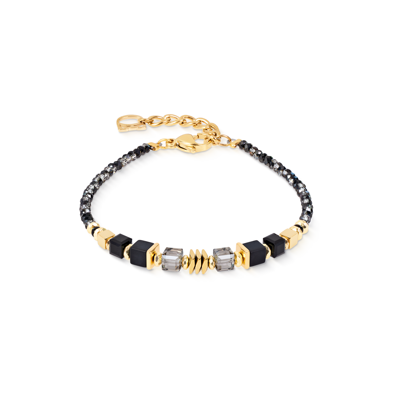 Bracelet Wave Cube Flow or-noir