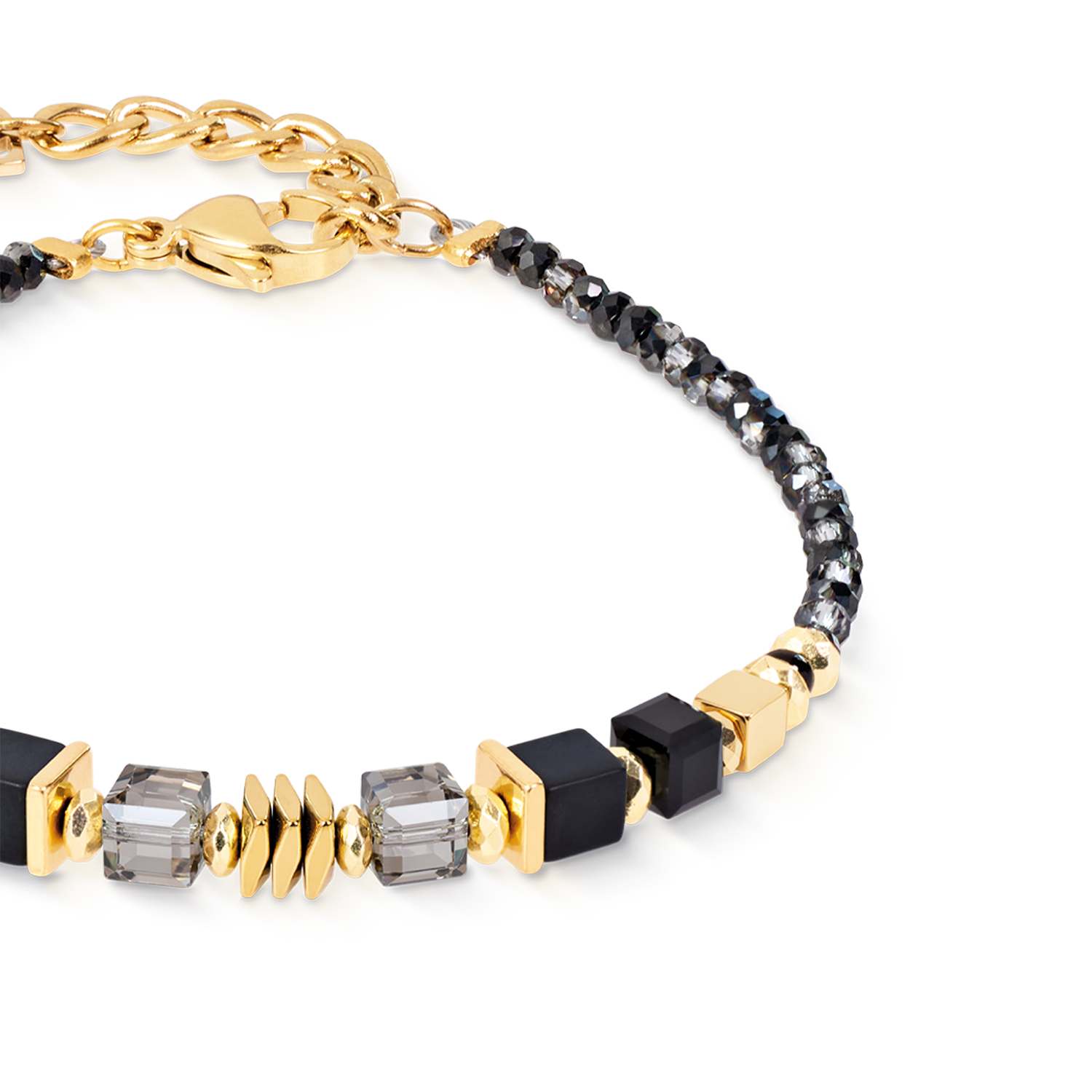 Bracelet Wave Cube Flow or-noir