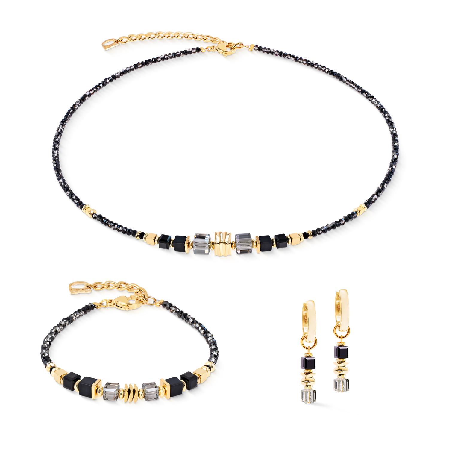 Bracelet Wave Cube Flow or-noir