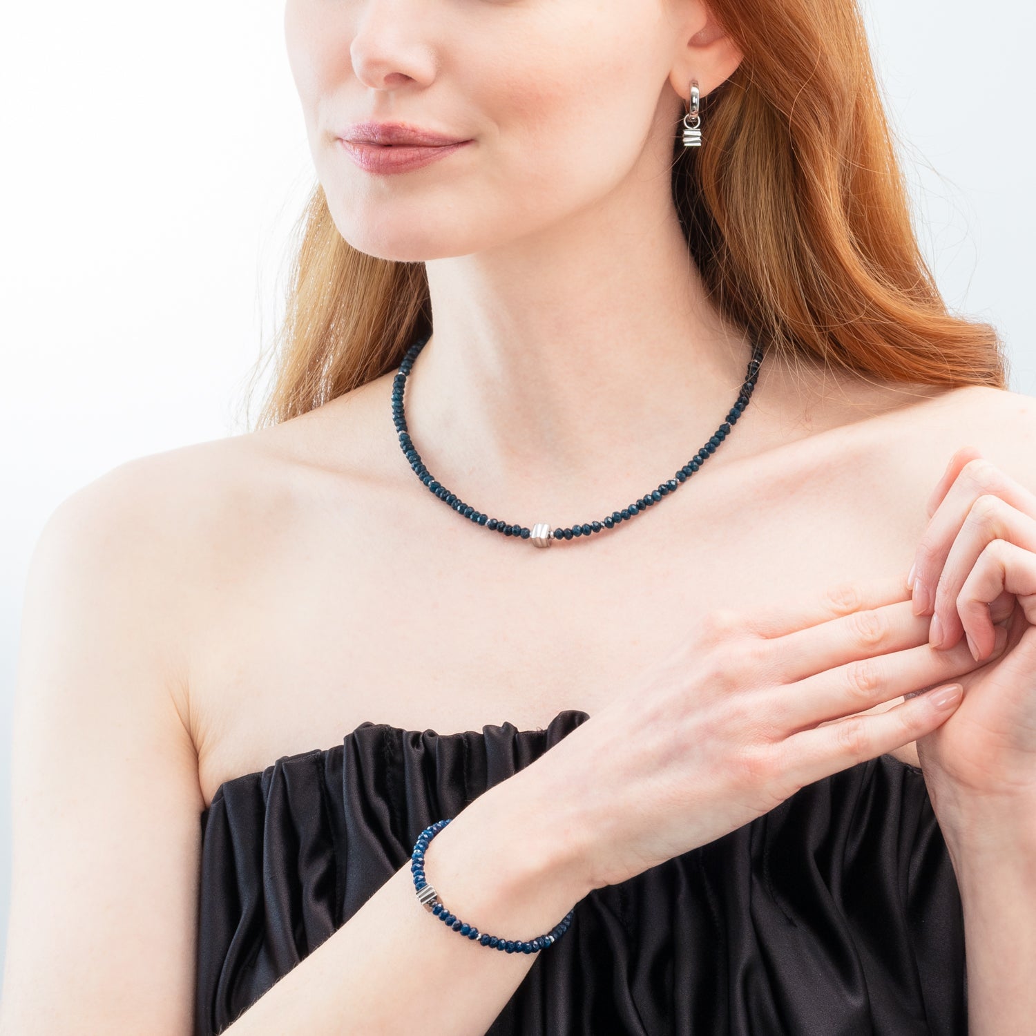 Bracelet Wave Essence Navy Jade argent