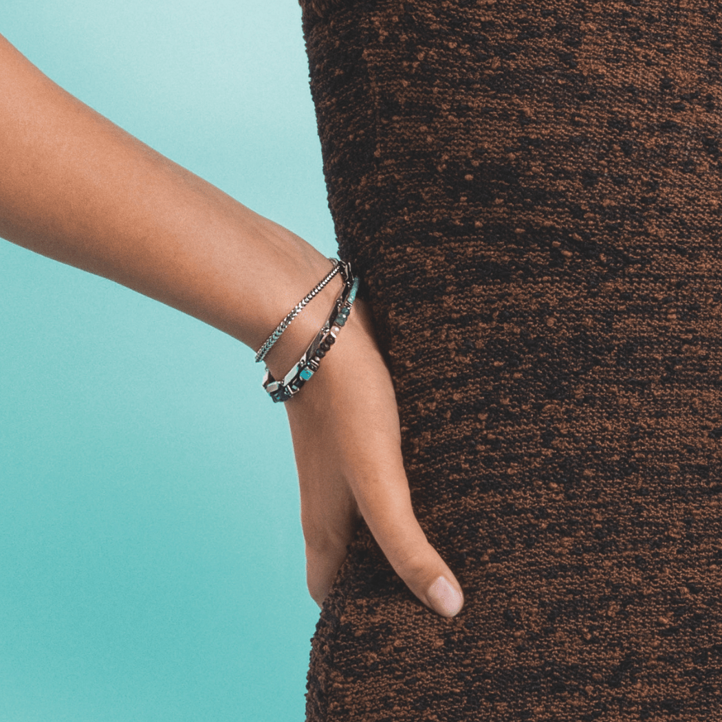 Bracelet Wave Precious Flow argent-teal