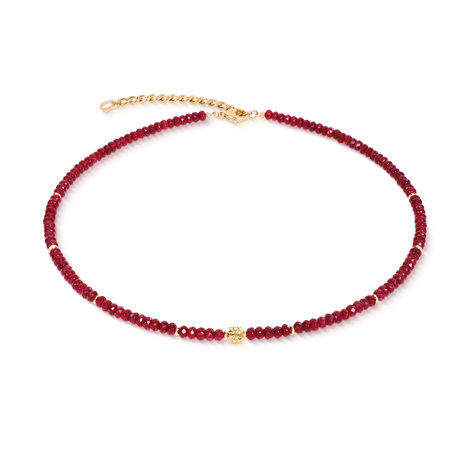Collier Hammered Cube Ruby Or