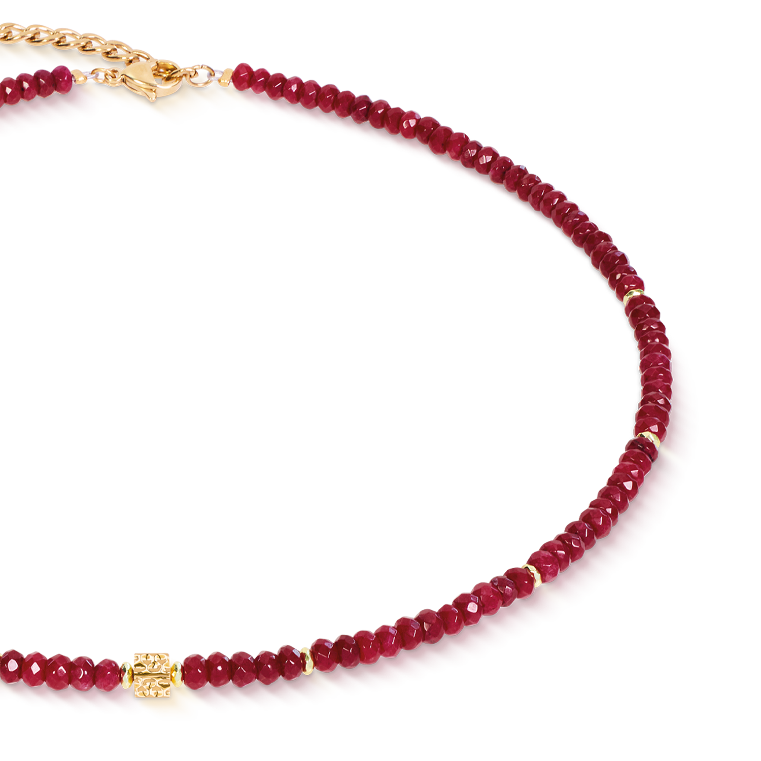 Collier Hammered Cube Ruby Or
