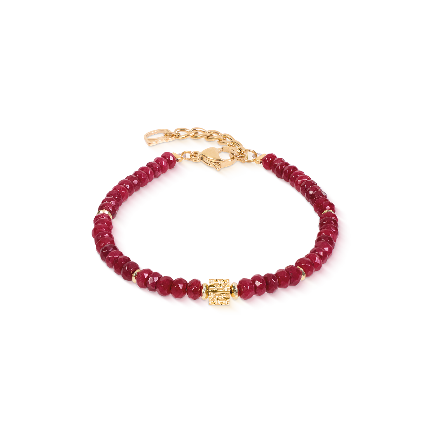 Bracelet Hammered Cube Ruby Or