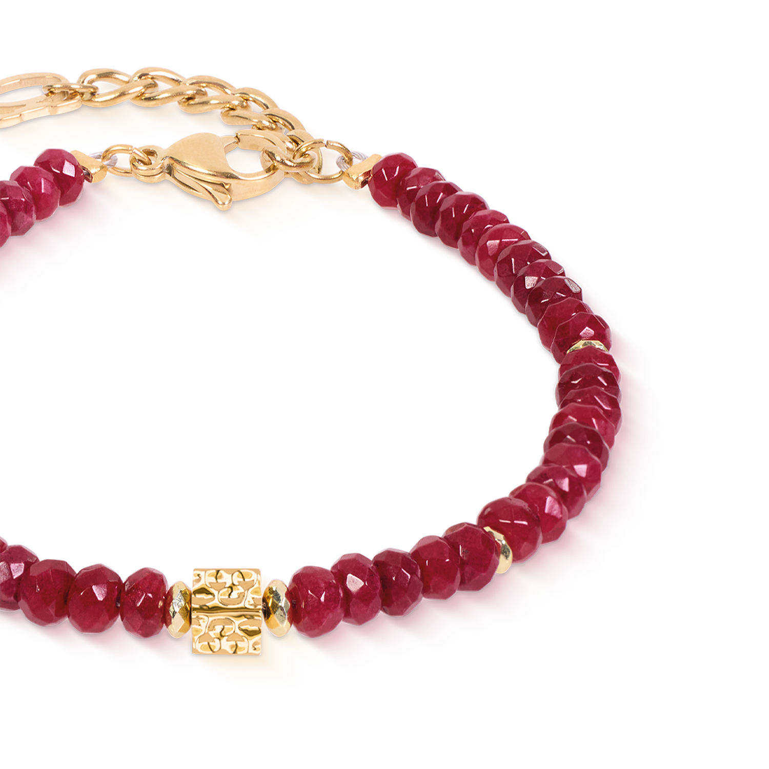 Bracelet Hammered Cube Ruby Or