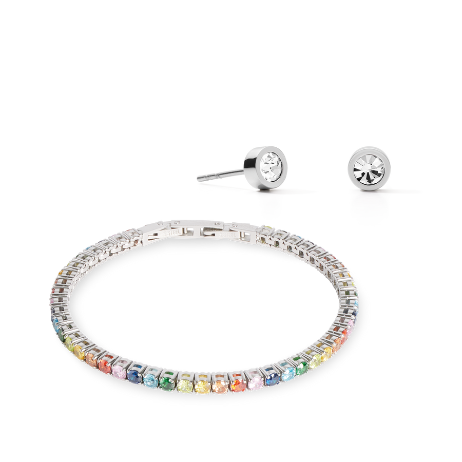 Tennis Stud Silver Multicolour