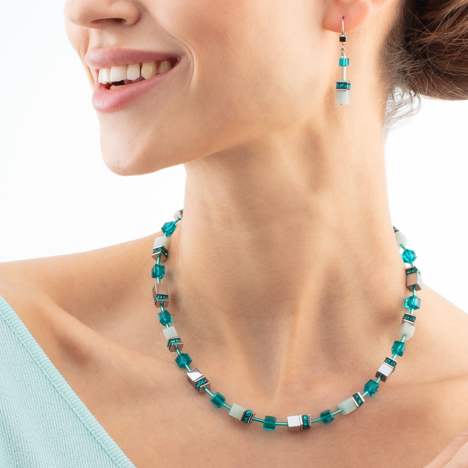 Collier GeoCUBE® Iconic Precious argent-vert