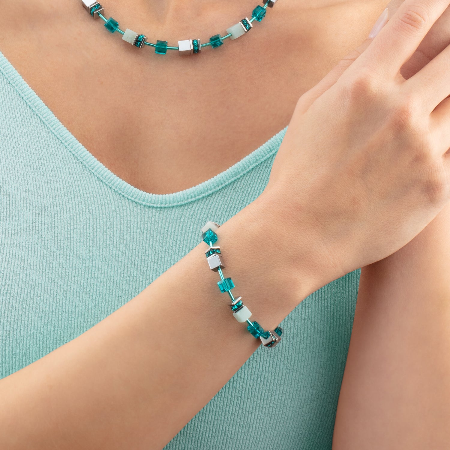 Bracelet GeoCUBE® Iconic Precious argent-vert
