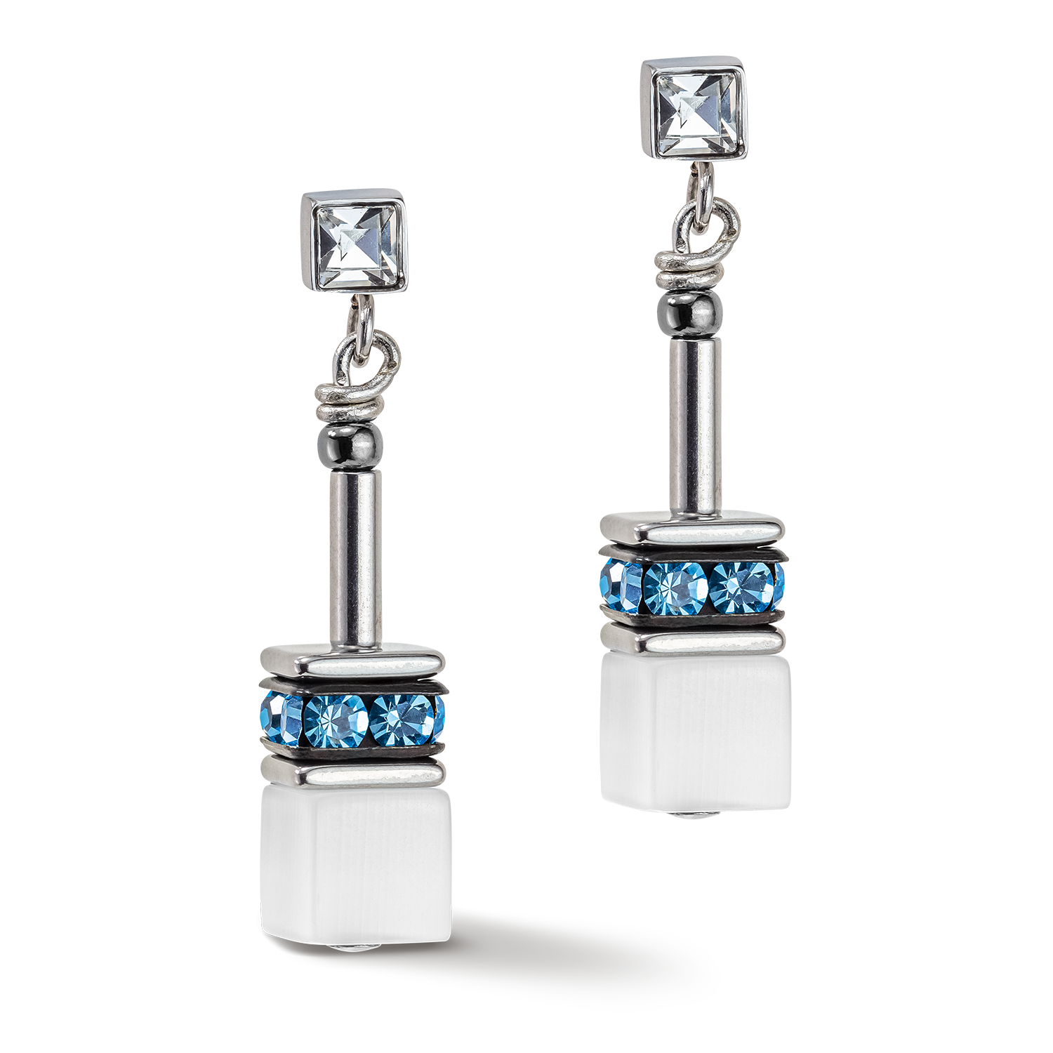 Boucles d'oreille GeoCUBE® Iconic Monochrome aqua
