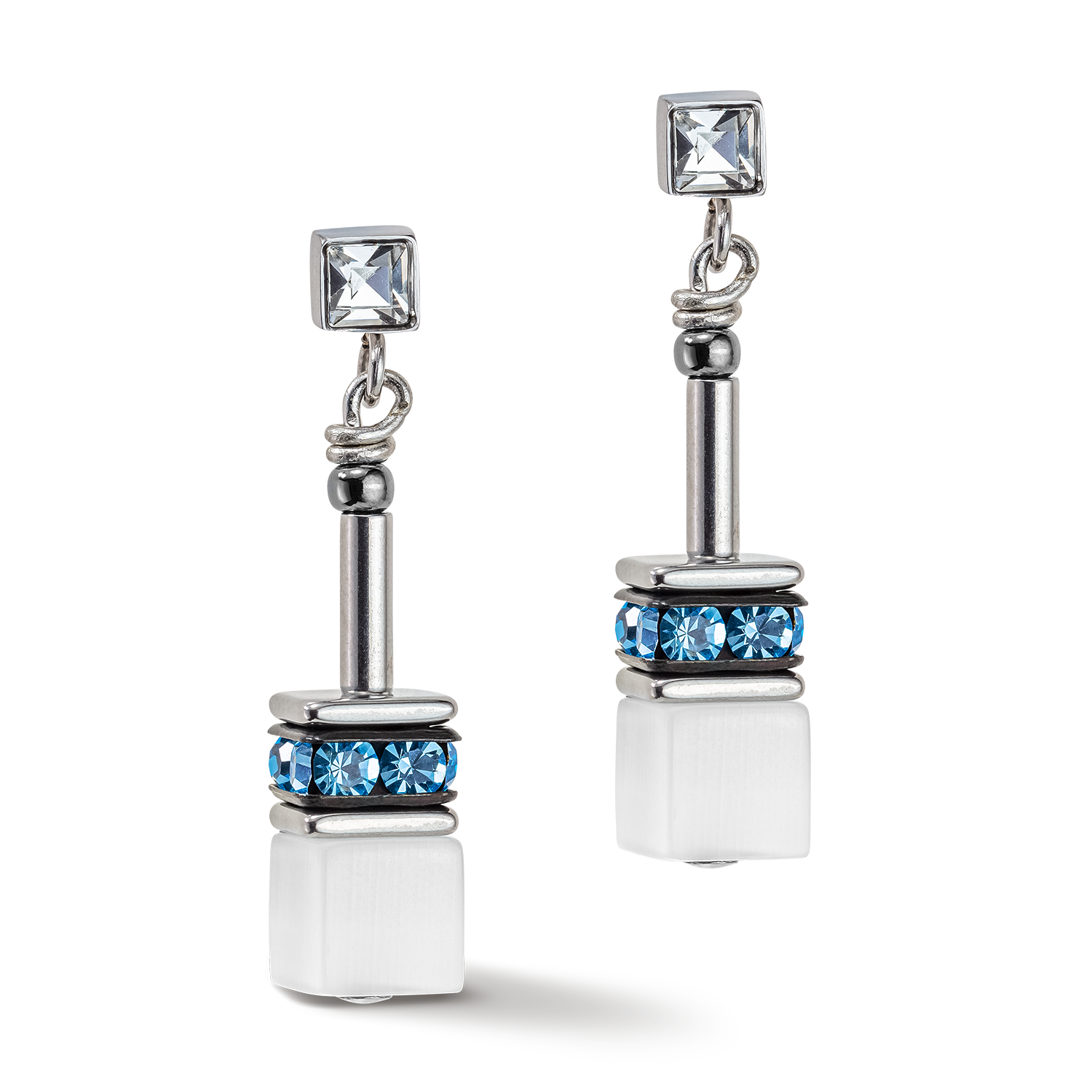 Boucles d'oreille GeoCUBE® Iconic Monochrome aqua