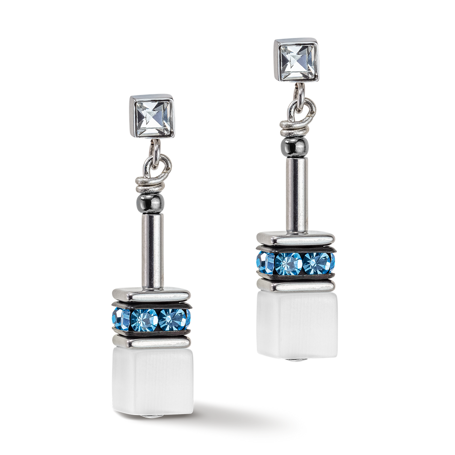 Boucles d'oreille GeoCUBE® Iconic Monochrome aqua