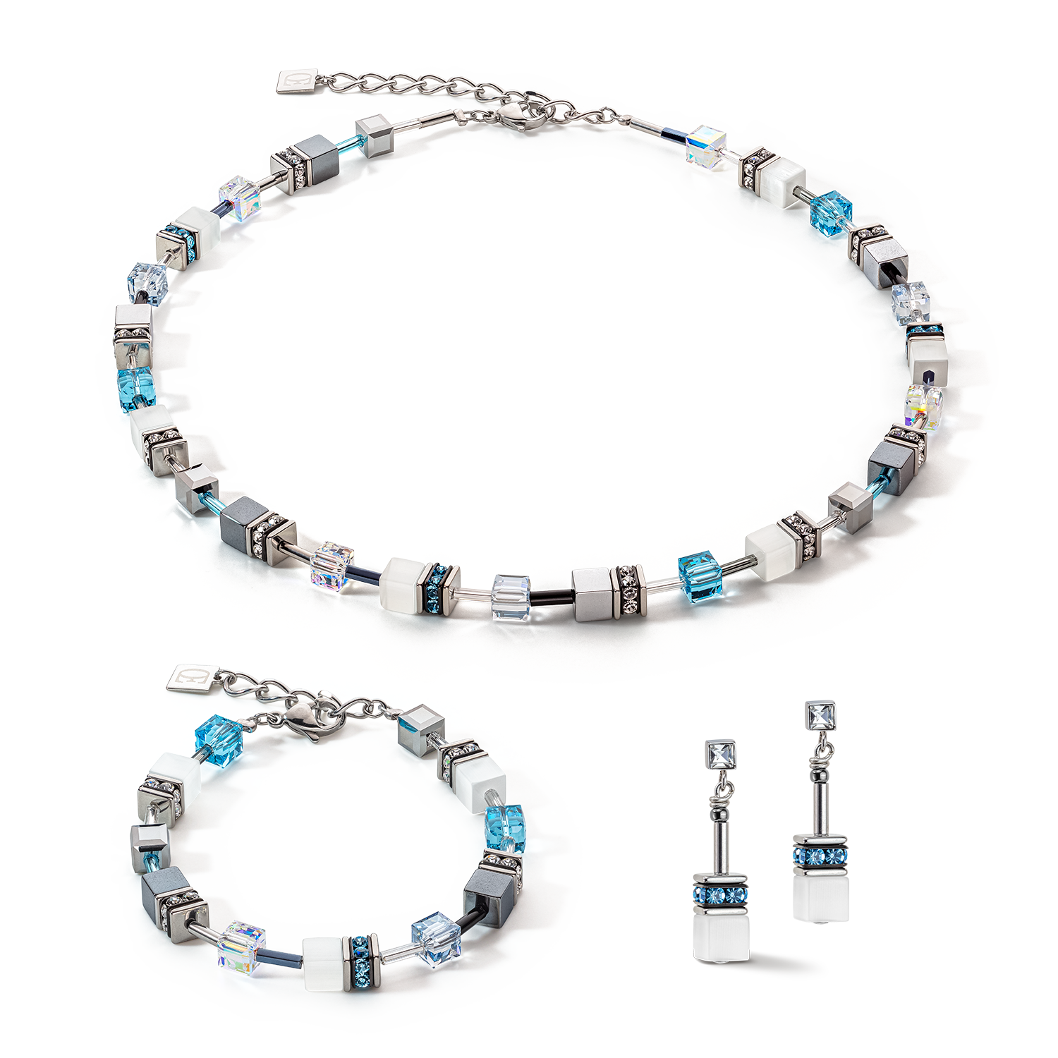 Boucles d'oreille GeoCUBE® Iconic Monochrome aqua