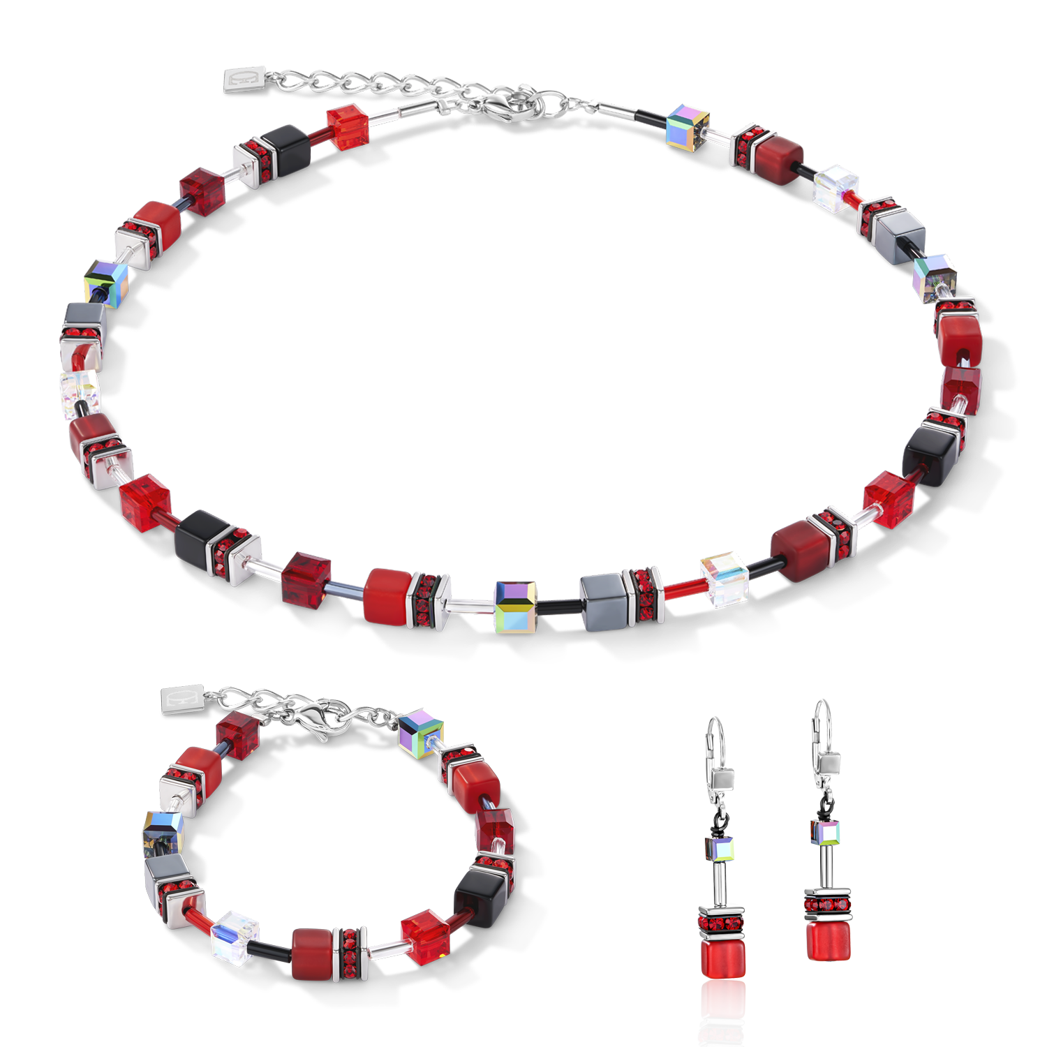 Collier GeoCUBE® rouge-hématite