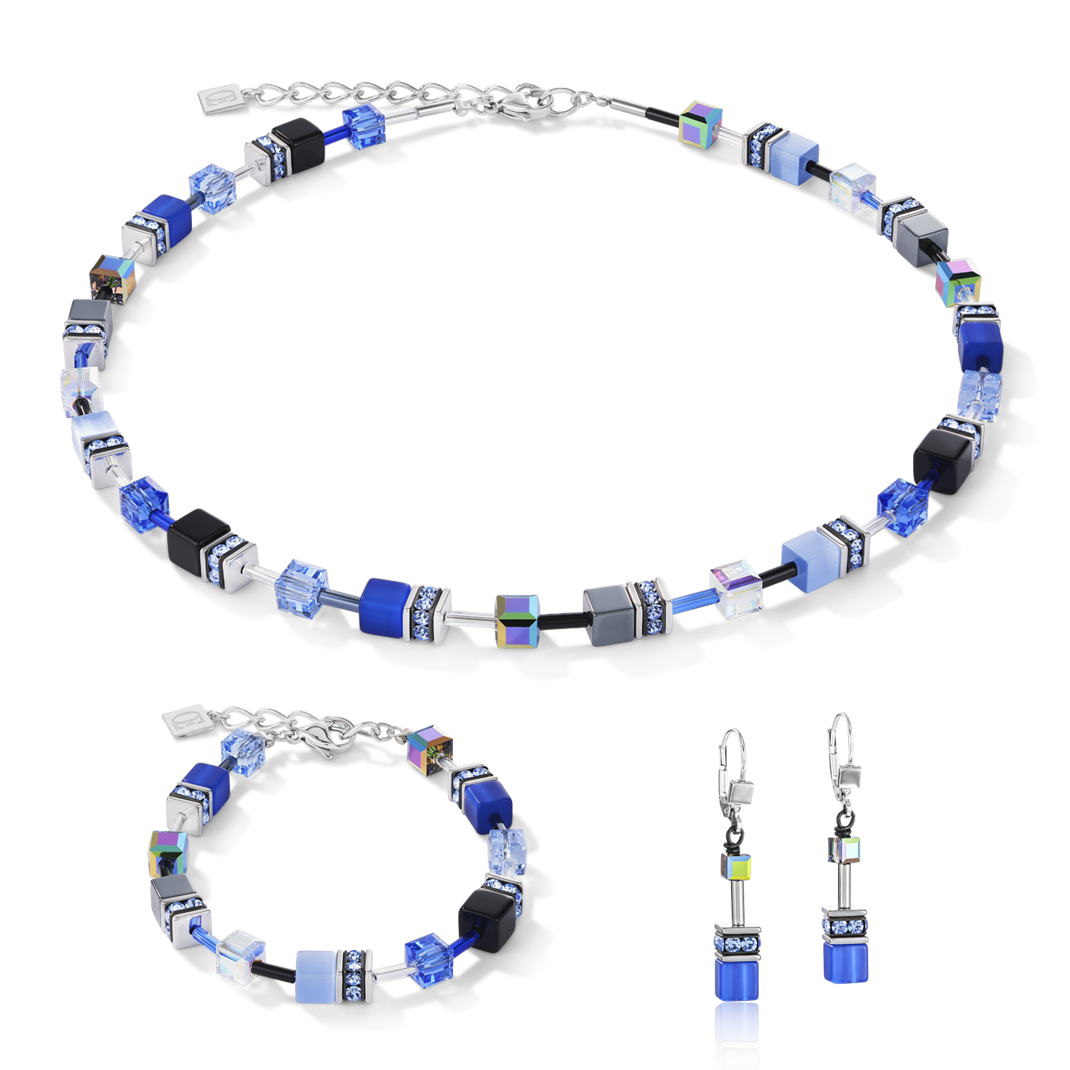 Collier GeoCUBE® bleu cobalte