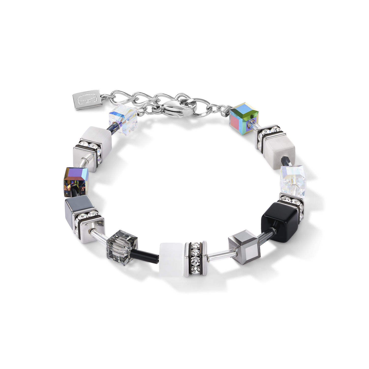 Bracelet GeoCUBE® noir-blanc-hématite