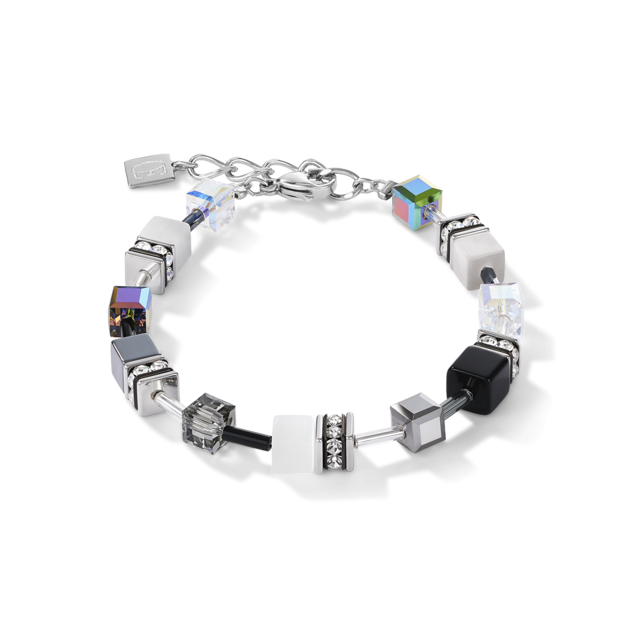Bracelet GeoCUBE® noir-blanc-hématite