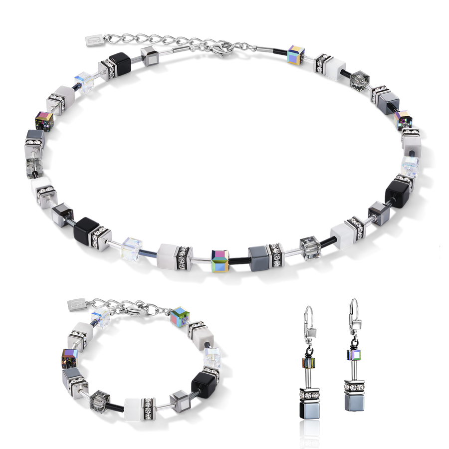 Bracelet GeoCUBE® noir-blanc-hématite