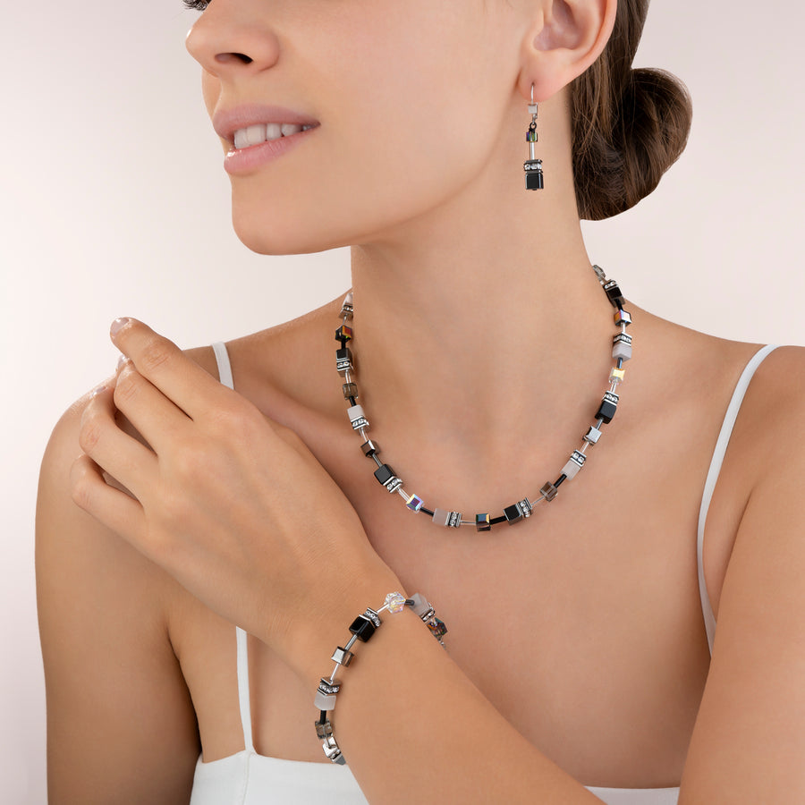 Bracelet GeoCUBE® noir-blanc-hématite