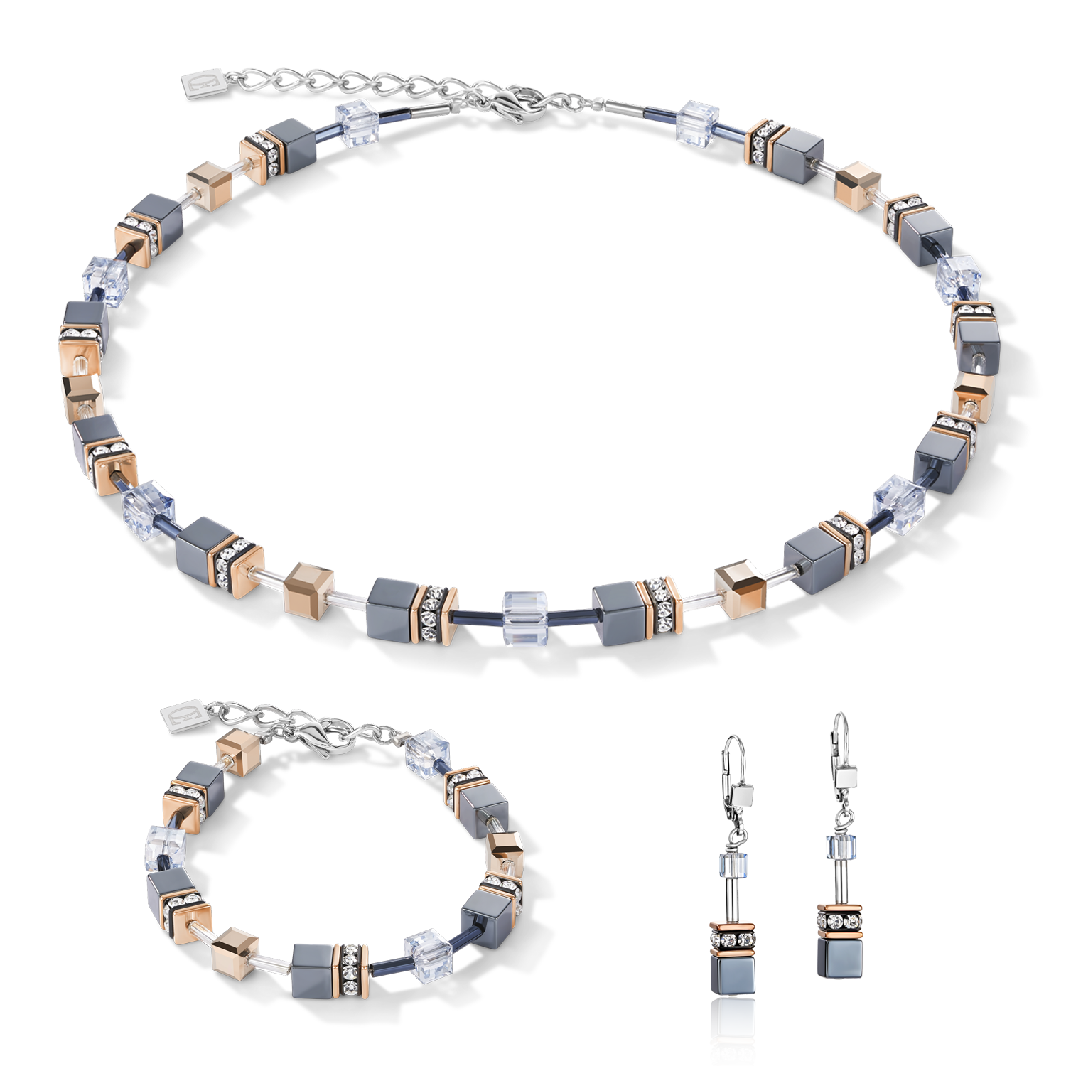 Boucles d'oreille GeoCUBE® bleu glacier