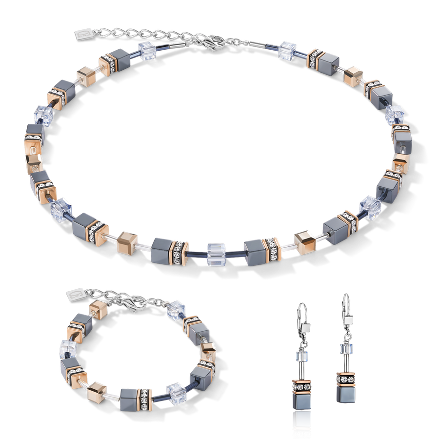 Boucles d'oreille GeoCUBE® bleu glacier