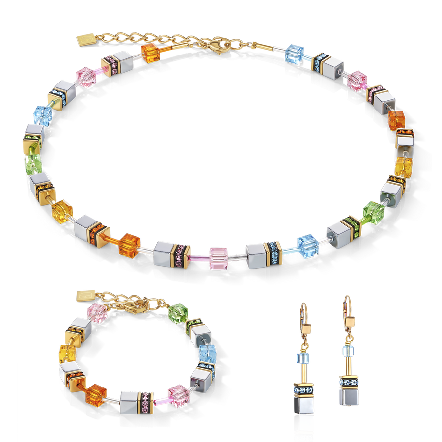 Boucles d'oreille GeoCUBE® multicolore pastel
