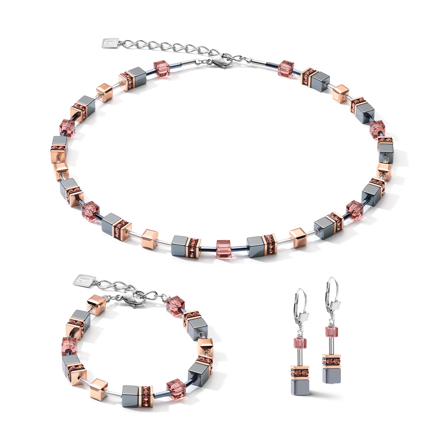 Boucles d'oreille GEOCUBE® vieux rose
