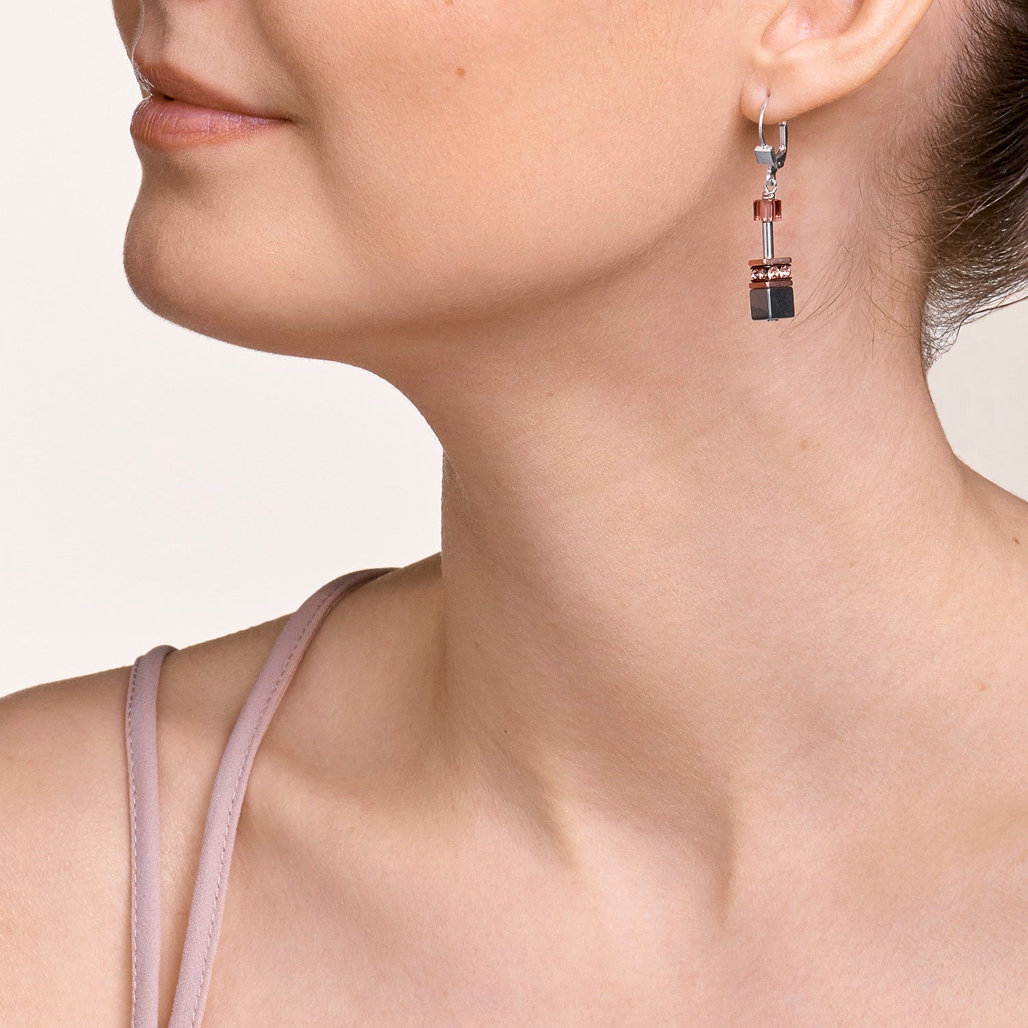 Boucles d'oreille GEOCUBE® vieux rose