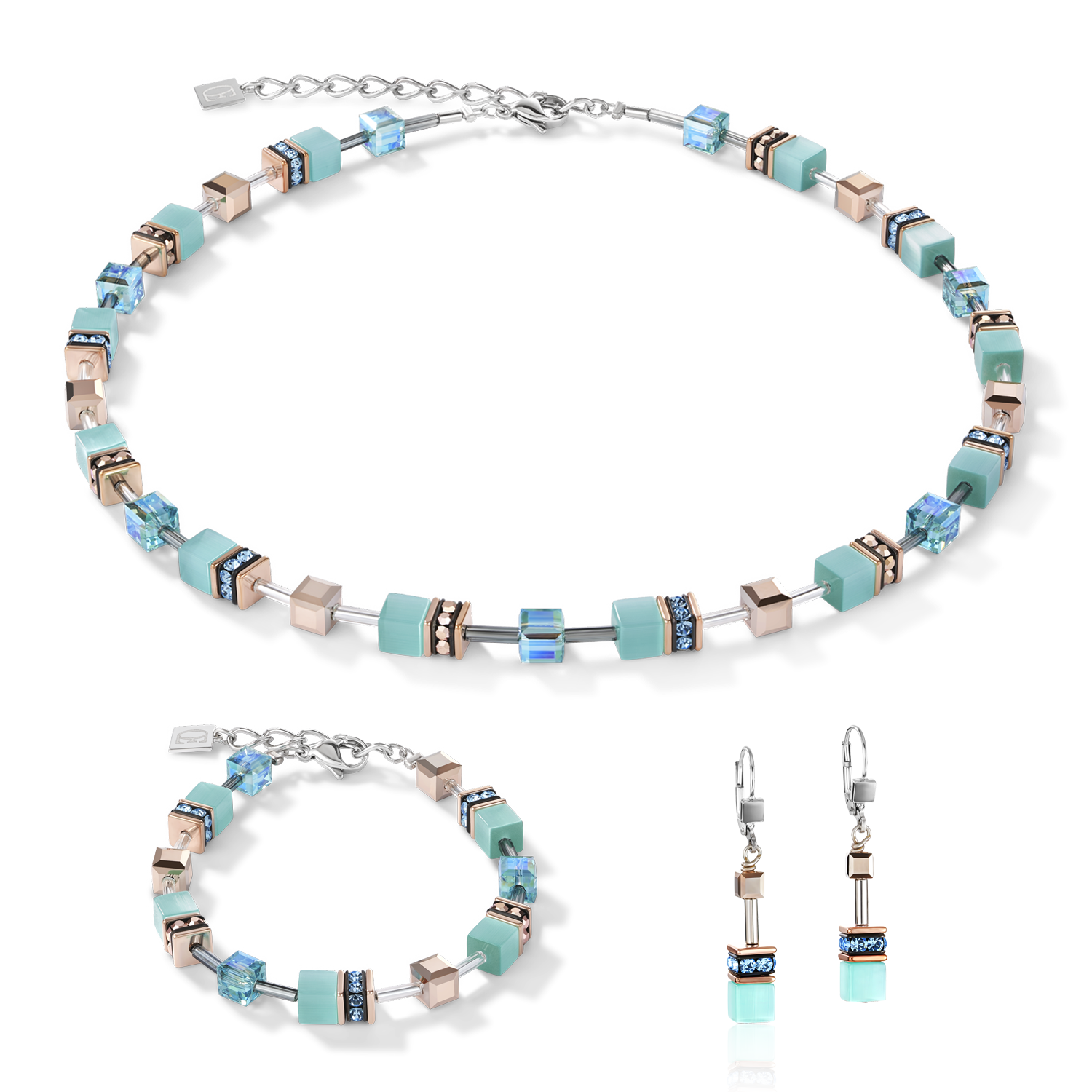 Boucles d'oreille GeoCUBE® aqua