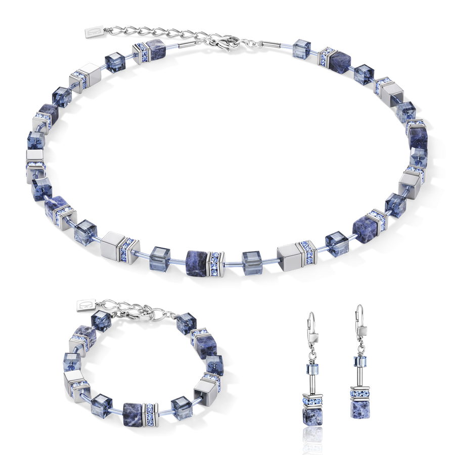 Collier GeoCUBE® sodalite & hématite bleu