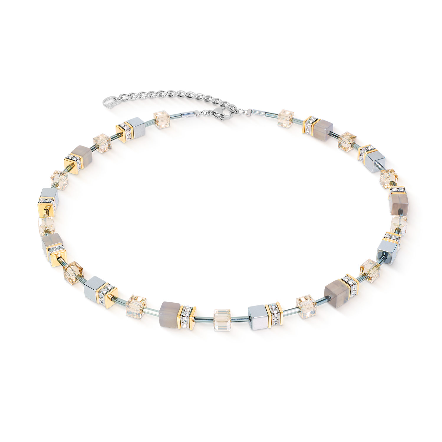 Collier GeoCUBE® Agate & Hématite gris-or