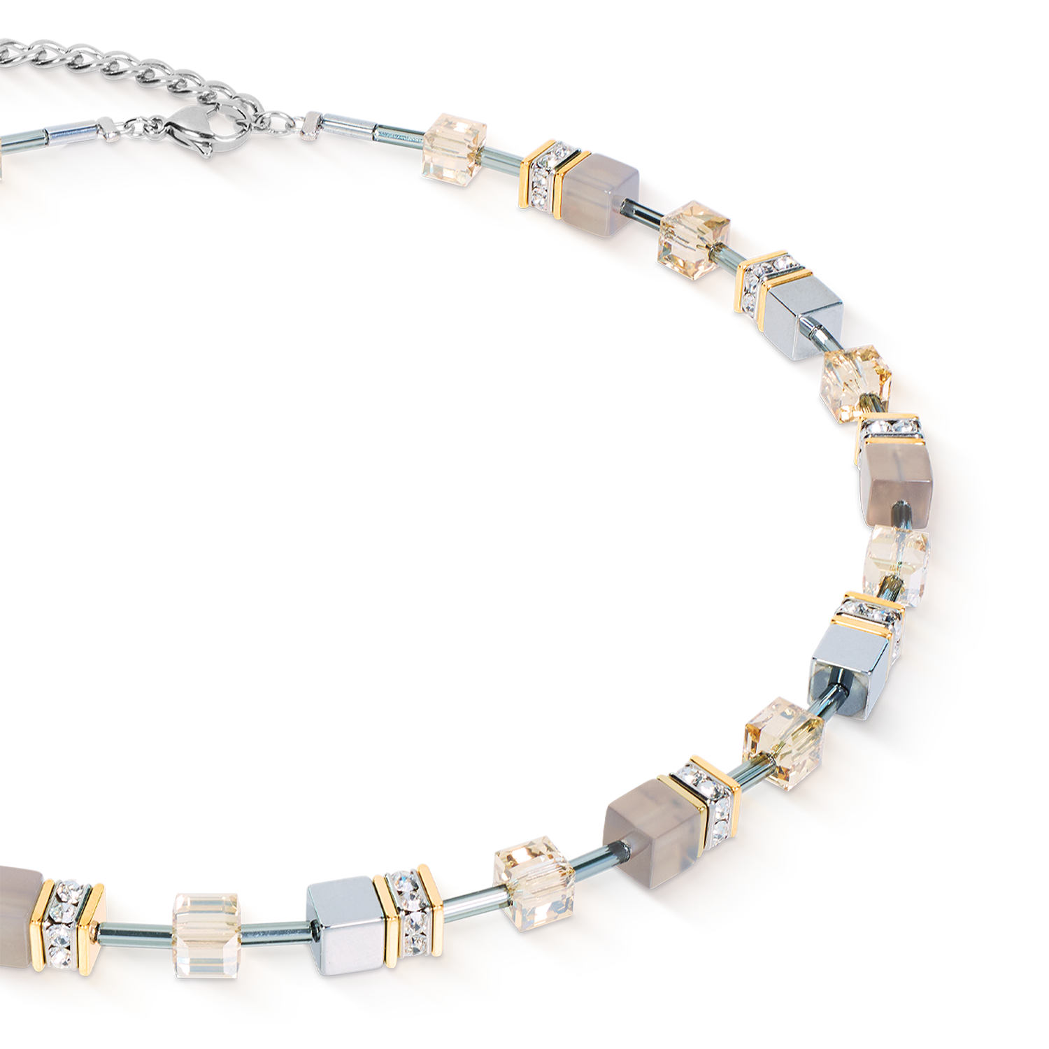Collier GeoCUBE® Agate & Hématite gris-or