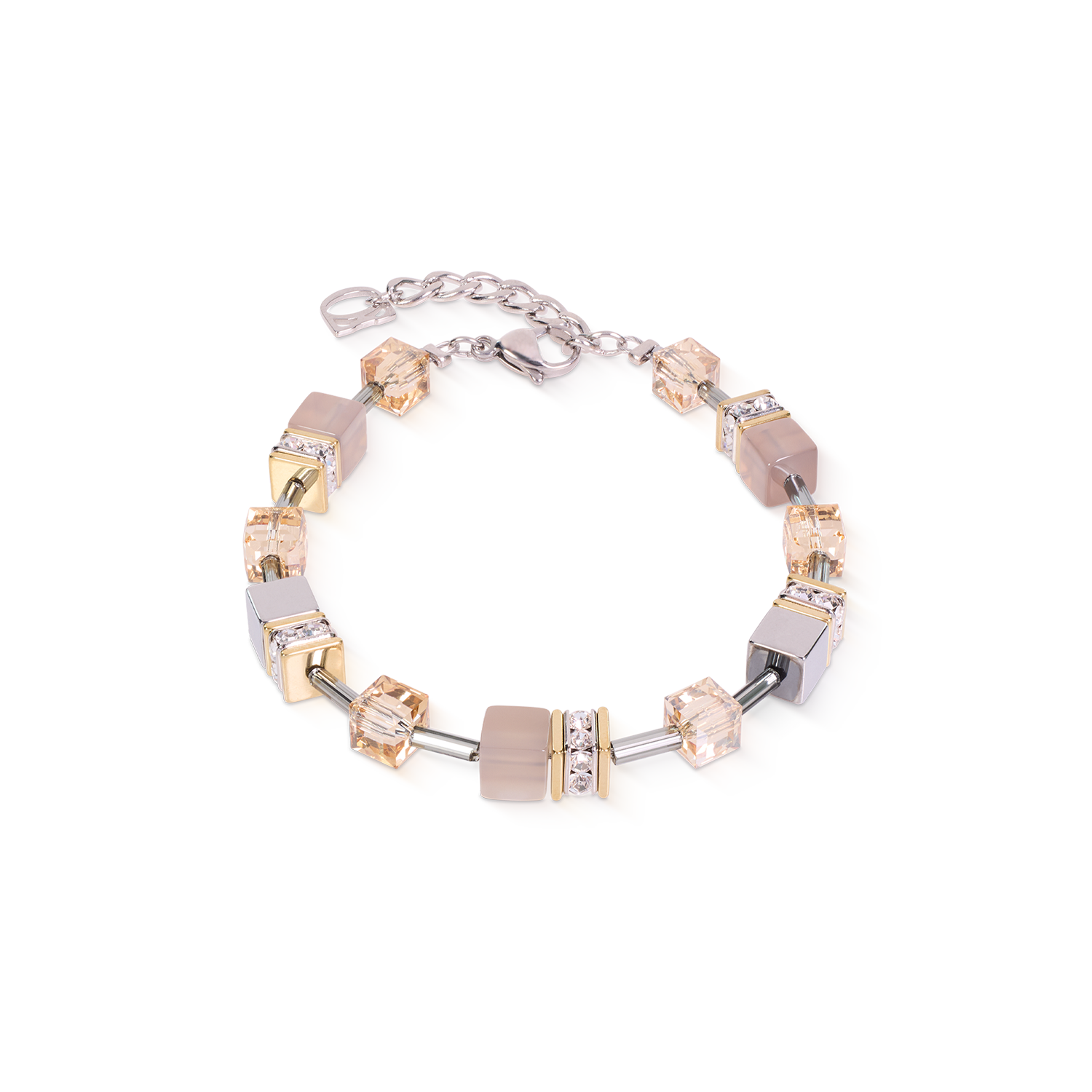 Bracelet GeoCUBE® Agate & Hématite gris-or