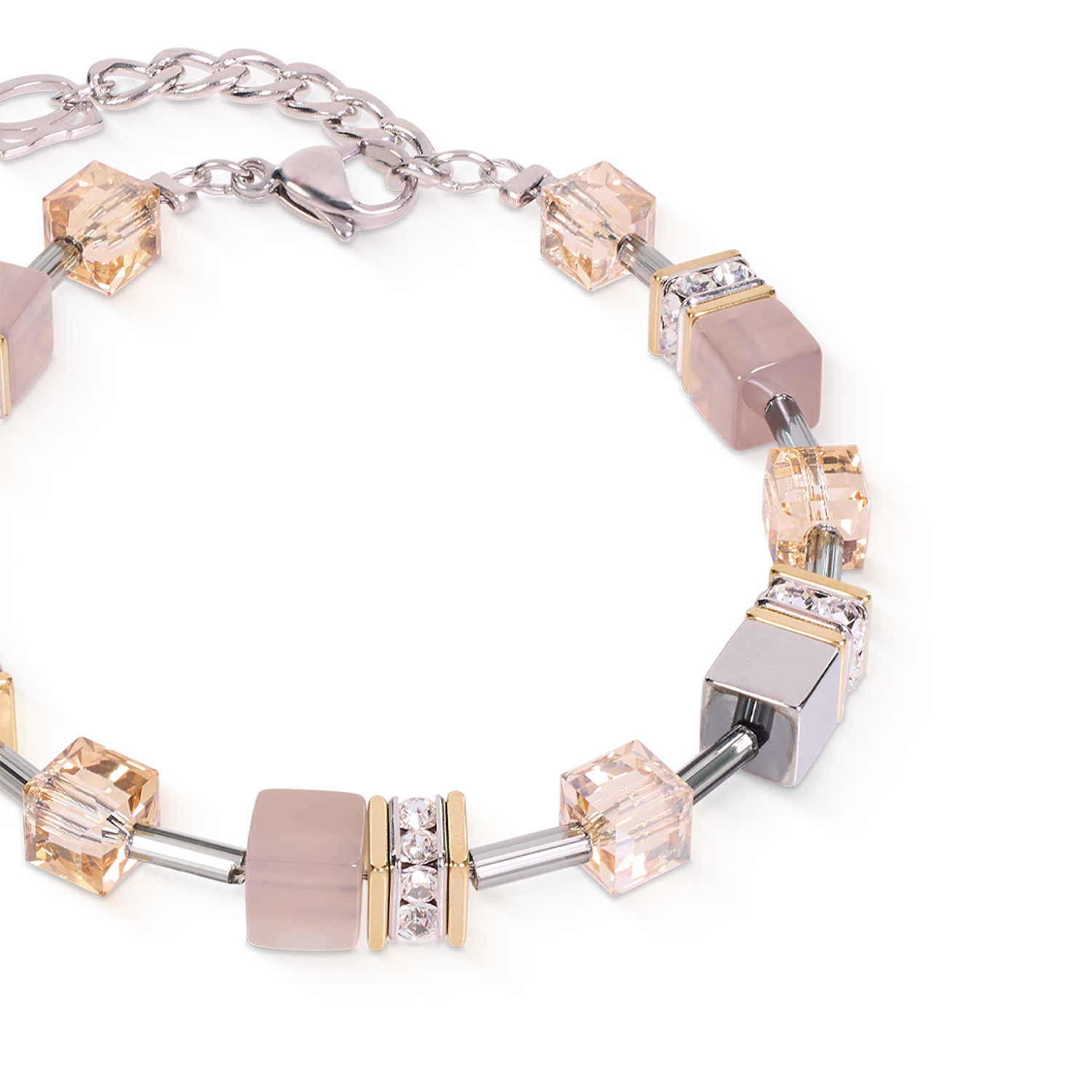 Bracelet GeoCUBE® Agate & Hématite gris-or